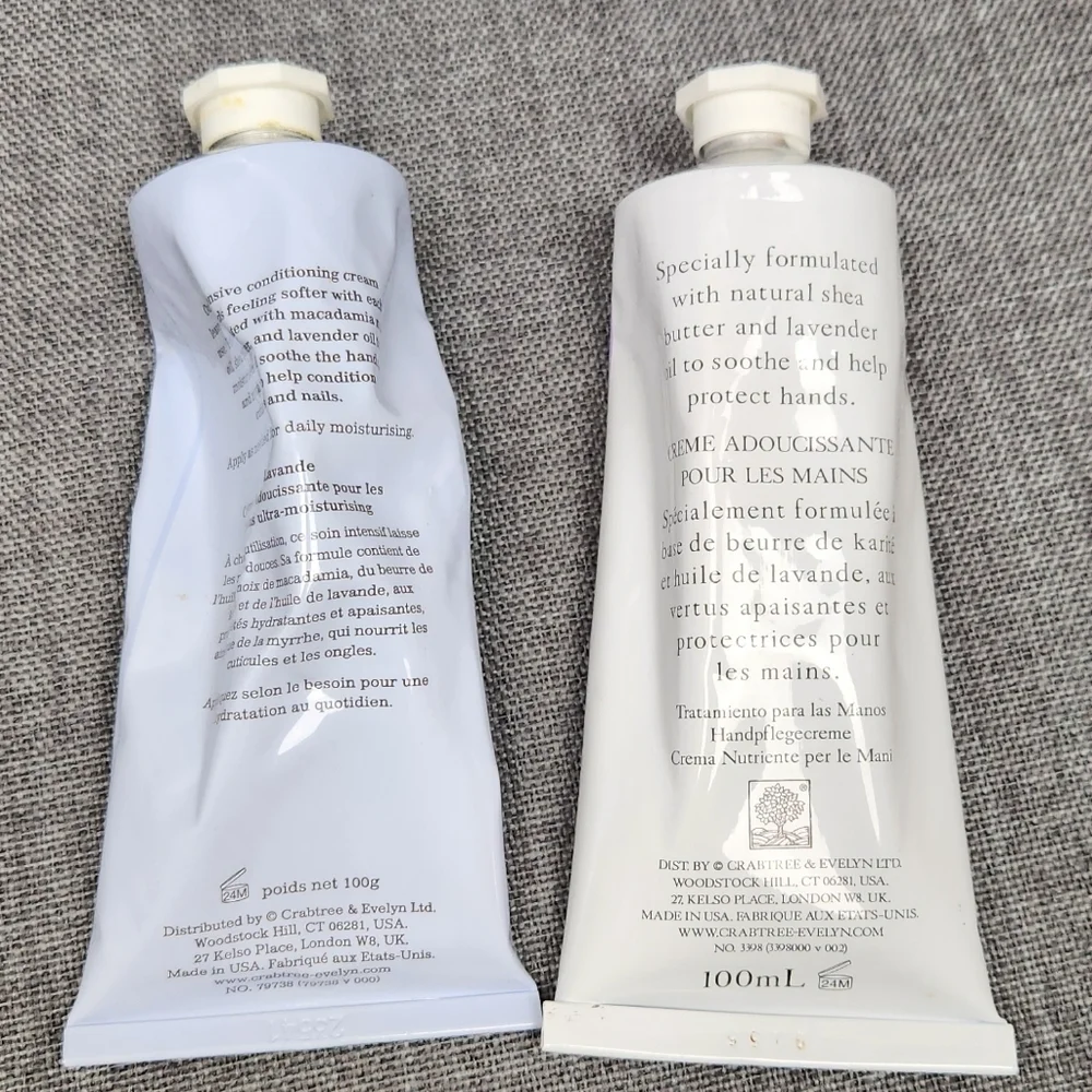 Crabtree and Evelyn Lavender Hand Therapy Discontinued Lotion Lot Of 2 Used
